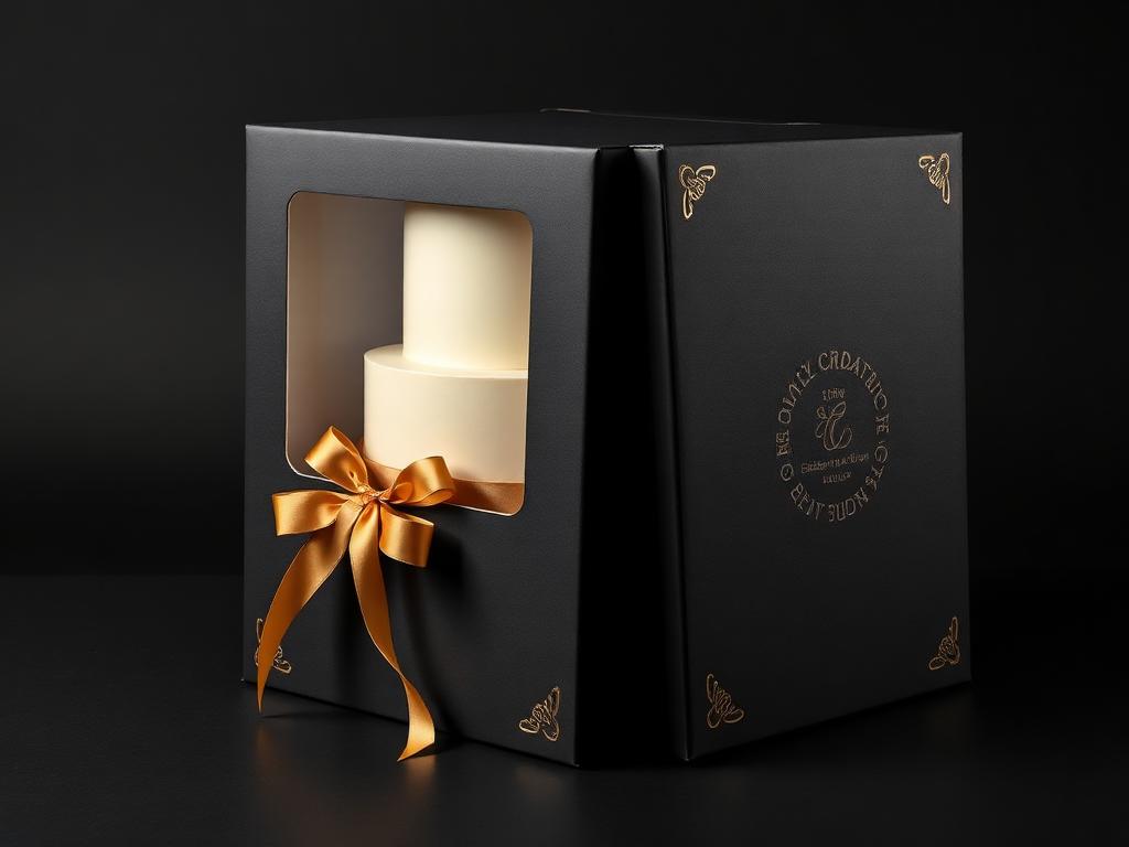 Premium cake box with window and ribbon